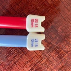 Set of children’s knitting needles with kitty faces. US 15. 10 mm.